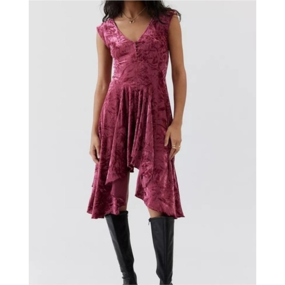 Silence and Noise UO Corina Velvet Mini Dress Pink Sz XL Fairy Boho Whimsygoth